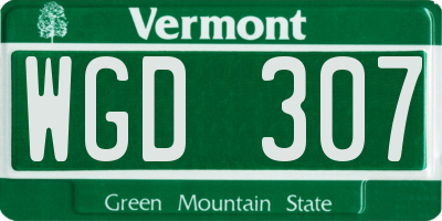 VT license plate WGD307