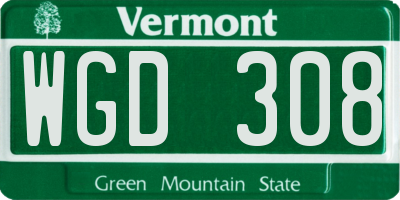 VT license plate WGD308