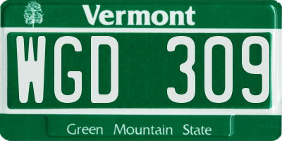VT license plate WGD309