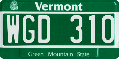 VT license plate WGD310
