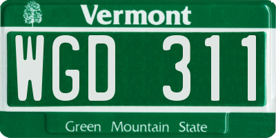 VT license plate WGD311