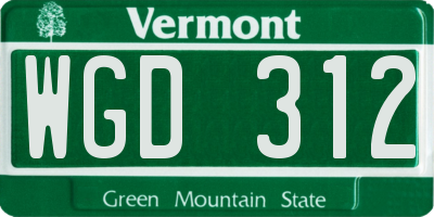 VT license plate WGD312