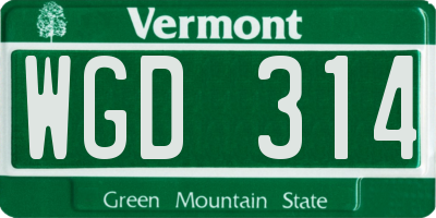 VT license plate WGD314