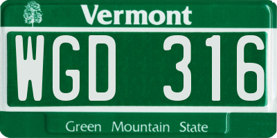 VT license plate WGD316