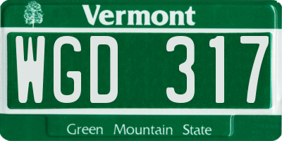 VT license plate WGD317