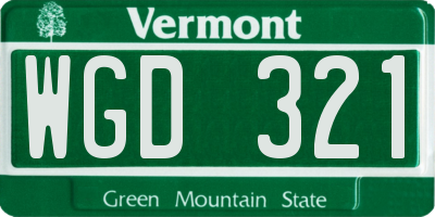 VT license plate WGD321