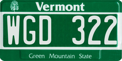 VT license plate WGD322