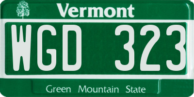 VT license plate WGD323