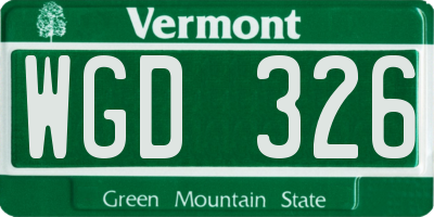 VT license plate WGD326