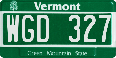 VT license plate WGD327