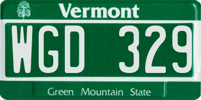 VT license plate WGD329