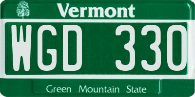 VT license plate WGD330
