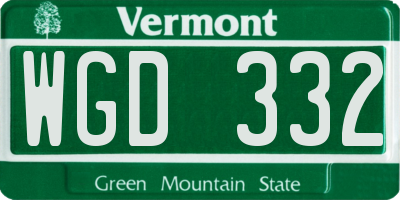 VT license plate WGD332