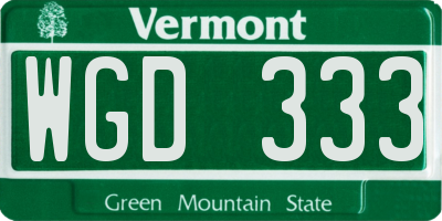 VT license plate WGD333