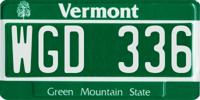 VT license plate WGD336