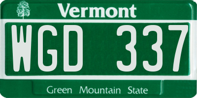 VT license plate WGD337
