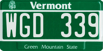 VT license plate WGD339