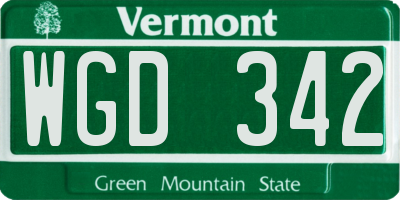 VT license plate WGD342