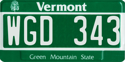 VT license plate WGD343