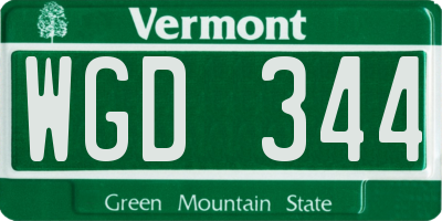VT license plate WGD344