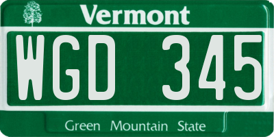 VT license plate WGD345