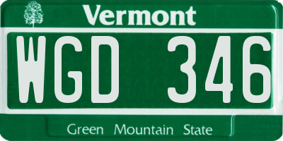 VT license plate WGD346