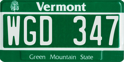 VT license plate WGD347