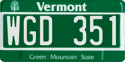 VT license plate WGD351