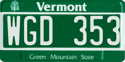 VT license plate WGD353