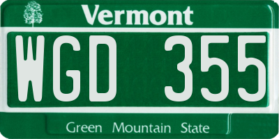 VT license plate WGD355