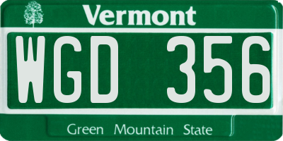 VT license plate WGD356
