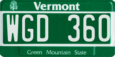 VT license plate WGD360
