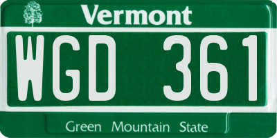 VT license plate WGD361