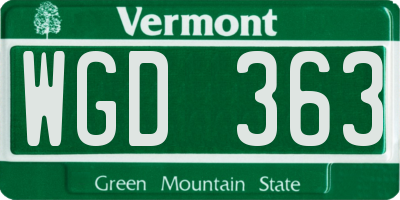 VT license plate WGD363