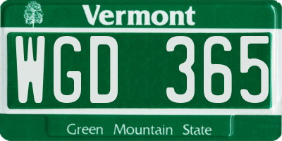VT license plate WGD365
