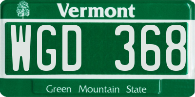 VT license plate WGD368