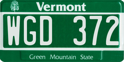 VT license plate WGD372