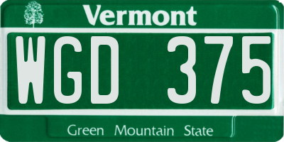 VT license plate WGD375