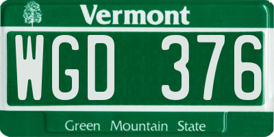 VT license plate WGD376
