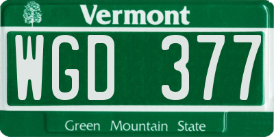 VT license plate WGD377