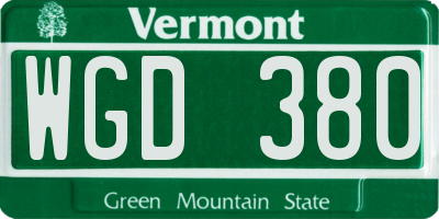 VT license plate WGD380