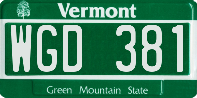 VT license plate WGD381