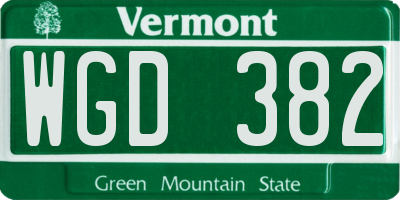 VT license plate WGD382