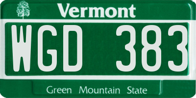 VT license plate WGD383
