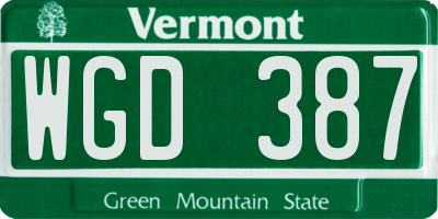 VT license plate WGD387