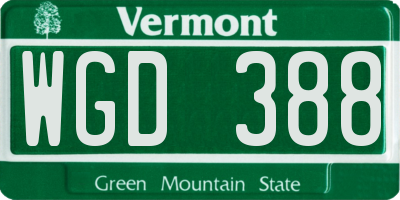 VT license plate WGD388