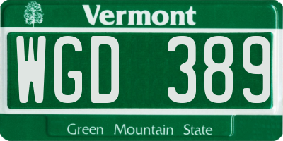 VT license plate WGD389