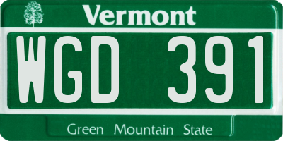 VT license plate WGD391