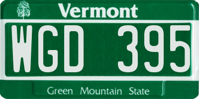 VT license plate WGD395