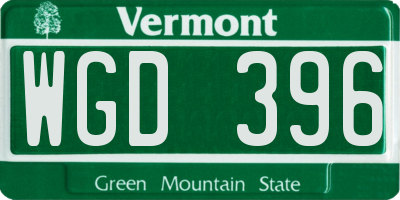VT license plate WGD396